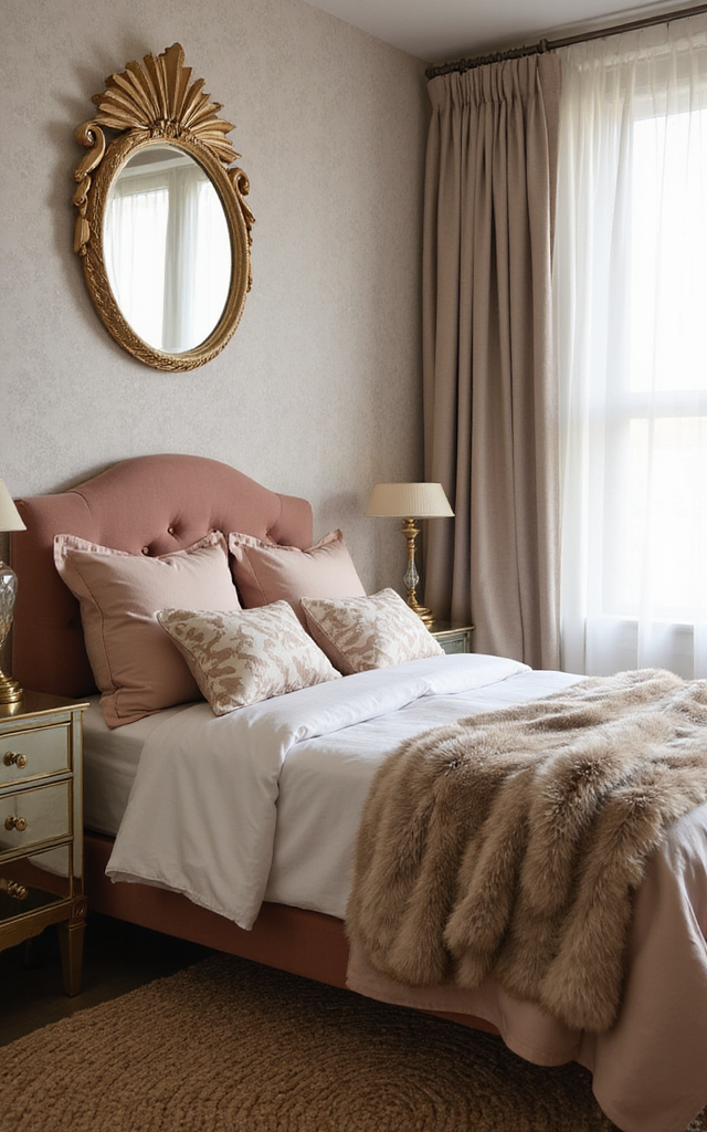 11. Retro Glam Bedroom Ideas: Layered Textiles for a Sumptuous Feel