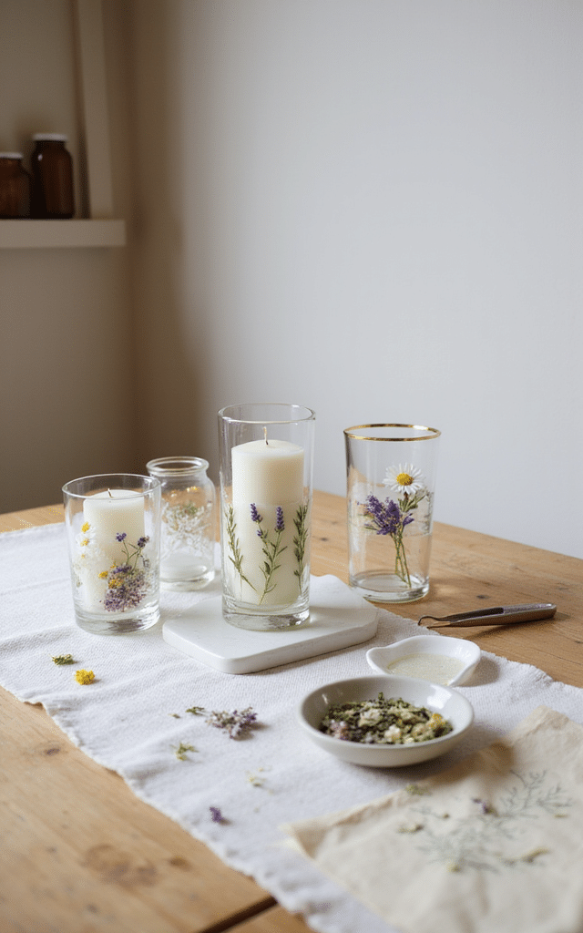 3. Pressed Flowers Ideas for Custom Candle Holders