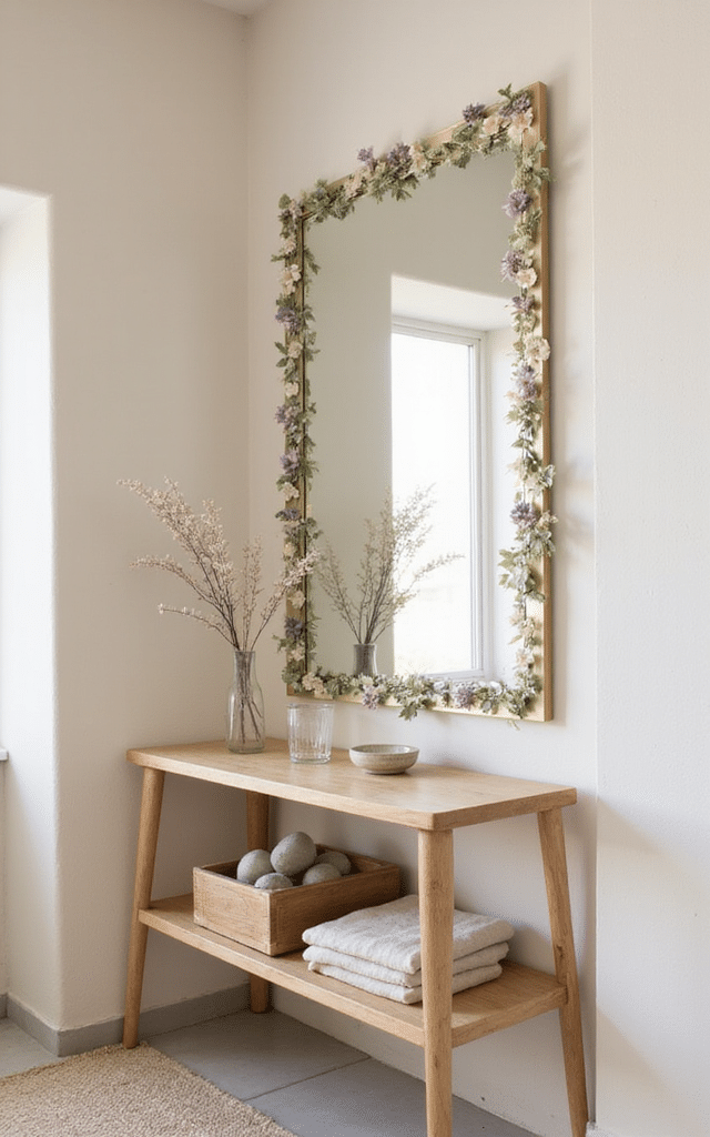 9. Pressed Flowers Ideas for Framed Mirror Borders