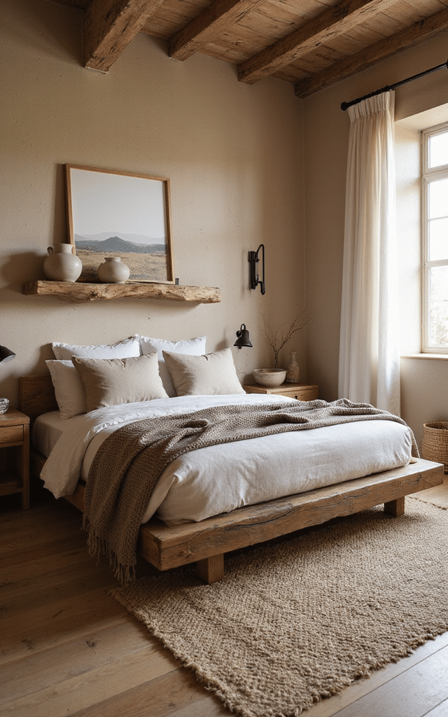 11. Rustic Raw Timber Brown Bedroom Ideas