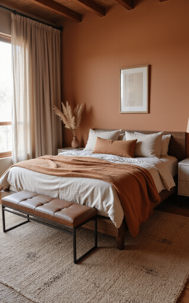 5. Terracotta and Brown Earth Tone Brown Bedroom Ideas