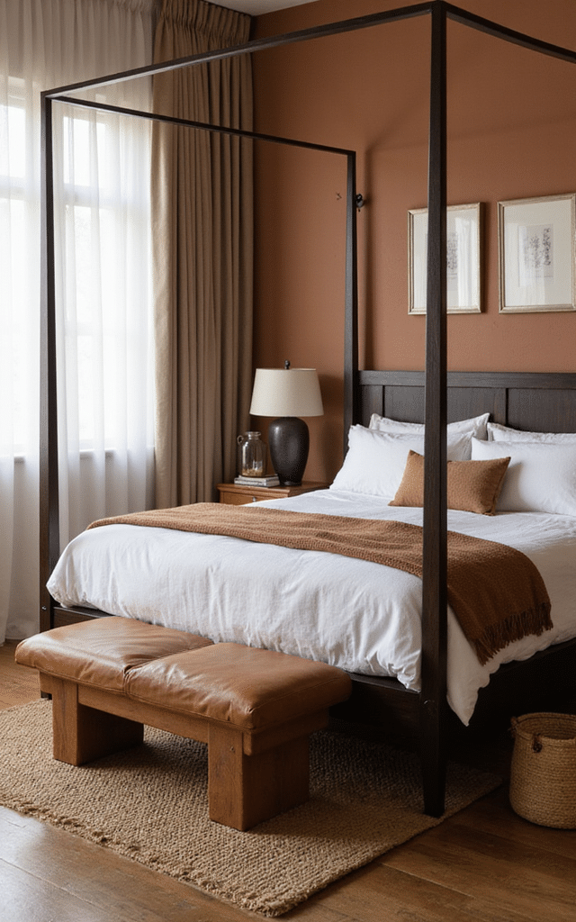4. Dark Espresso Four-Poster Bed Brown Bedroom Ideas