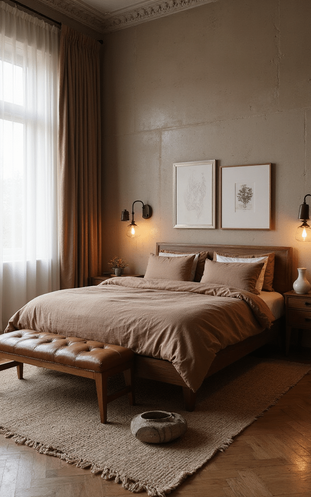 7. Deep Bronze Lighting Brown Bedroom Ideas