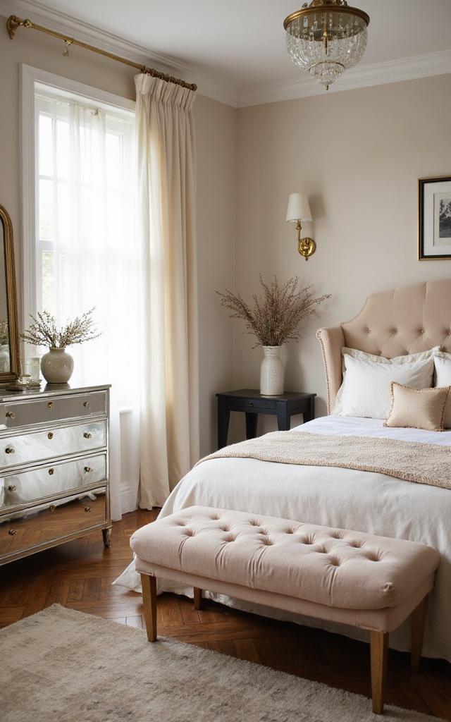 2. Retro Glam Bedroom Ideas: Mirrored Furniture for Old Hollywood Shine