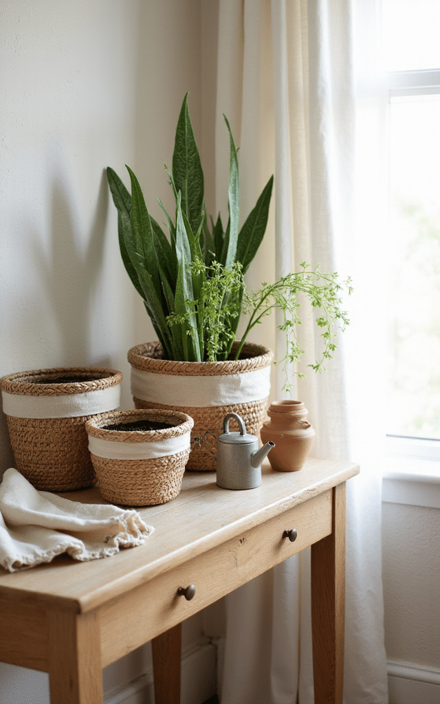 8. Woven Basket Planters: DIY Spring Decor With Texture and Warmth