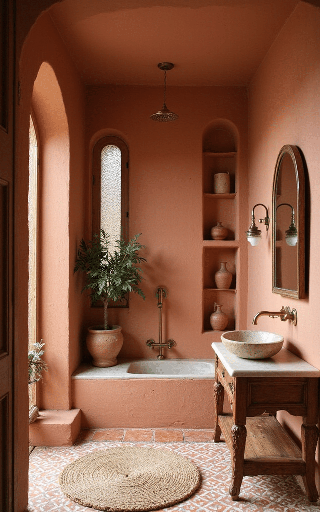 8. Terracotta Bathroom Ideas Featuring Moroccan Patterns