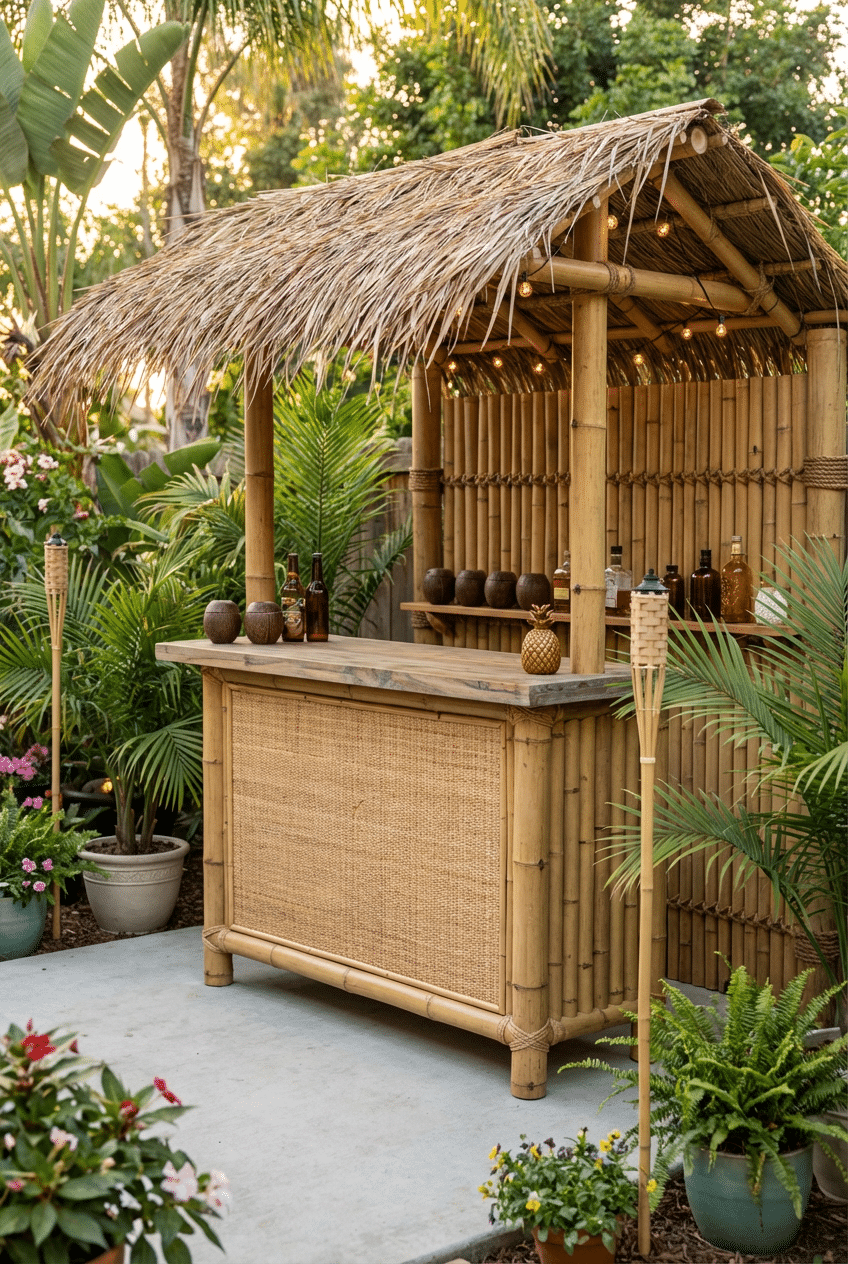 1. Bamboo Paradise DIY Tiki Bar Idea