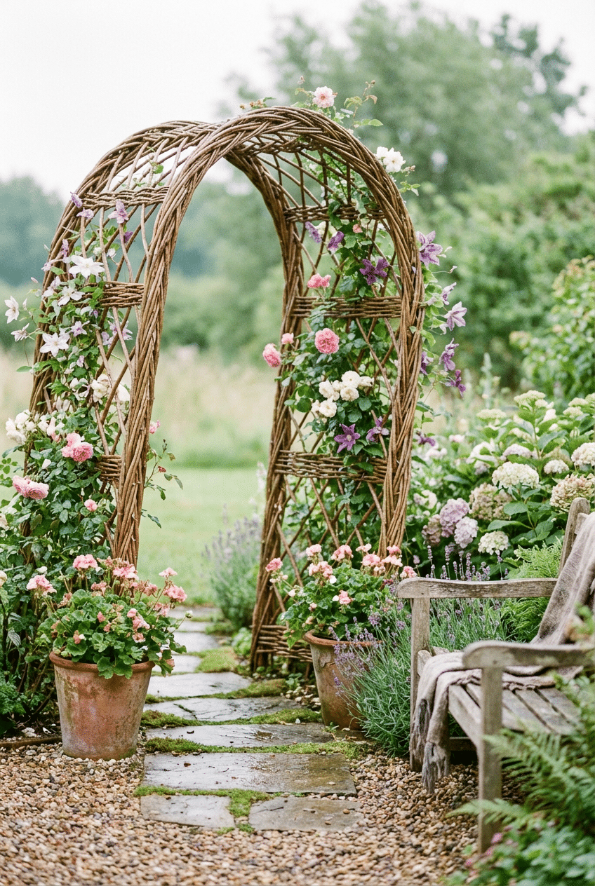 10. Willow Branch Flower Garden Trellis