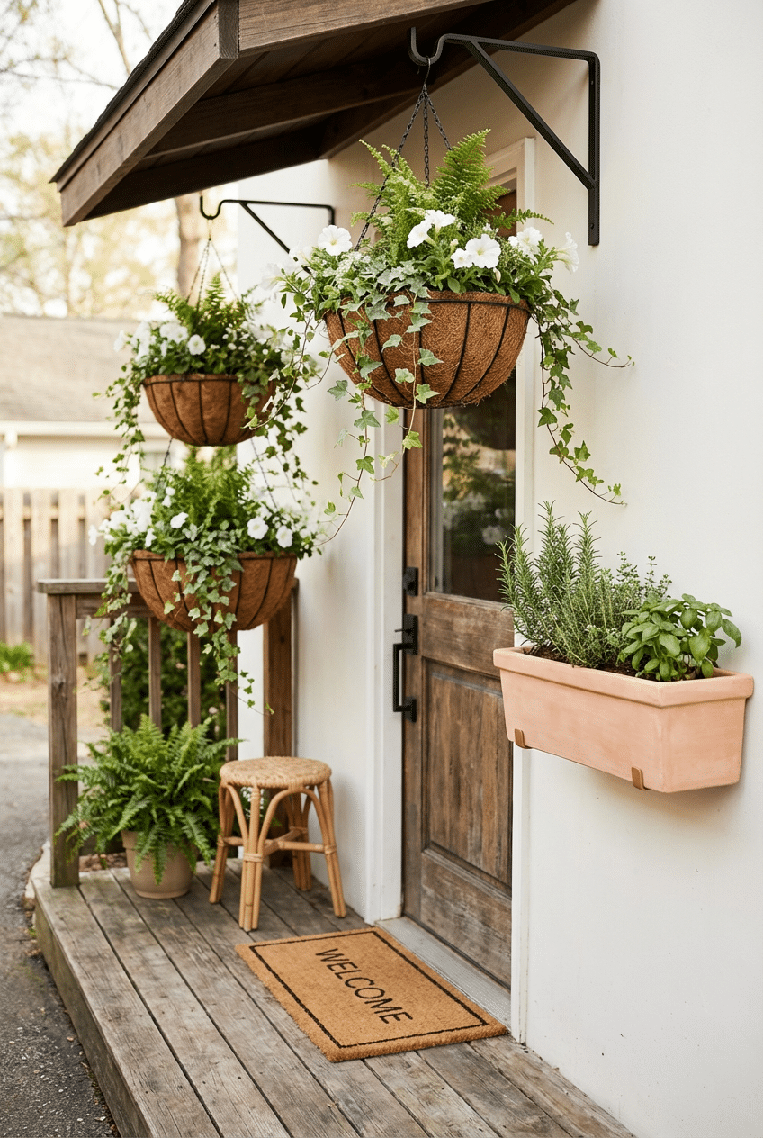 5. Try a Hanging Basket Arrangement for a Small Porch