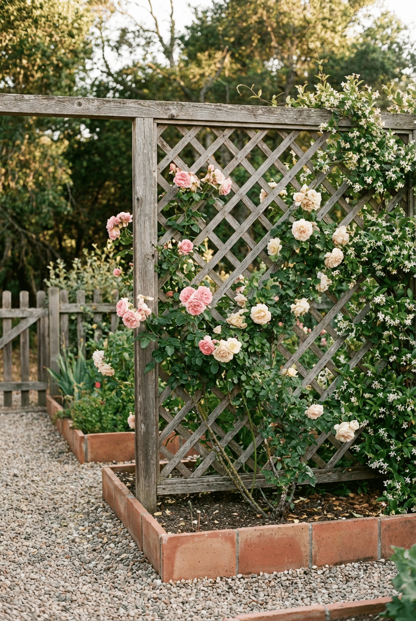 1. Classic Wooden Lattice Flower Garden Trellis