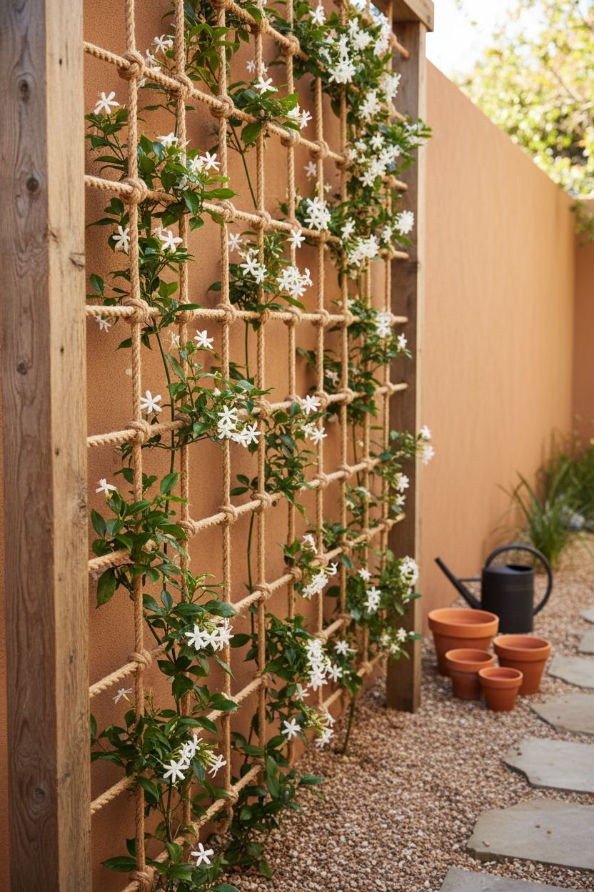 7. Horizontal Rope Star Jasmine Trellis