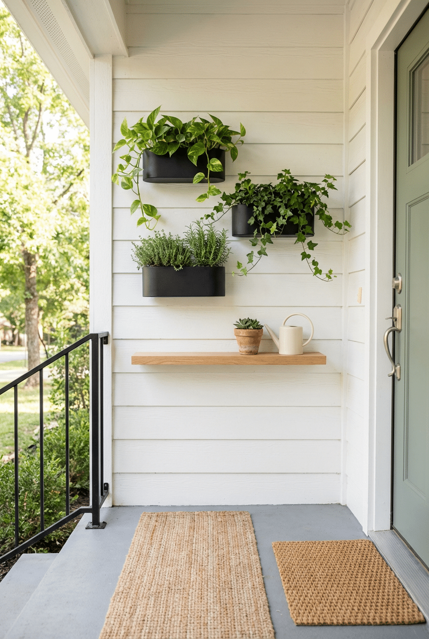 8. Use Wall-Mounted Planters for a Small Porch