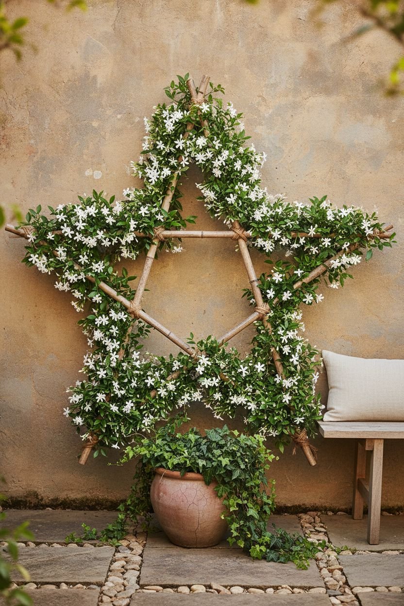 4. Rustic Bamboo Star Jasmine Trellis