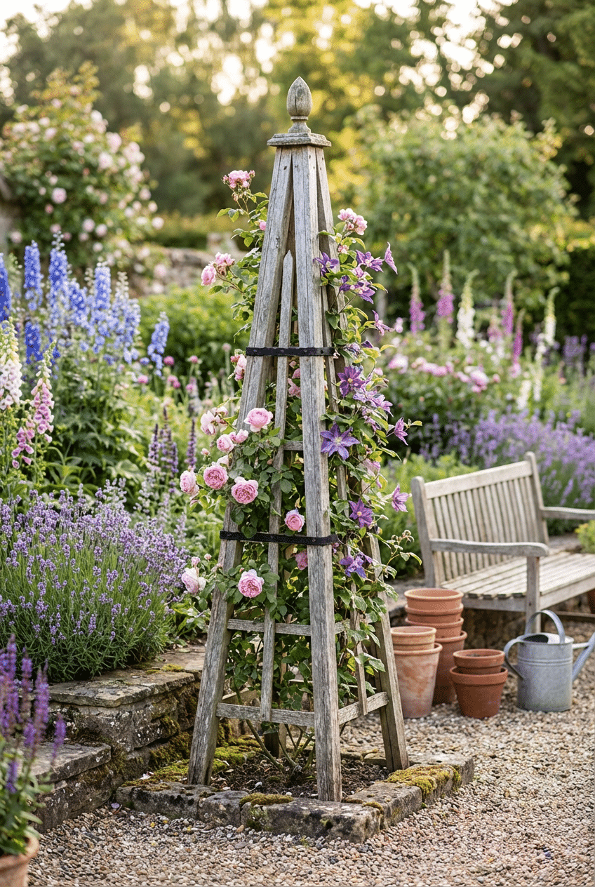 6. Obelisk Tower Flower Garden Trellis