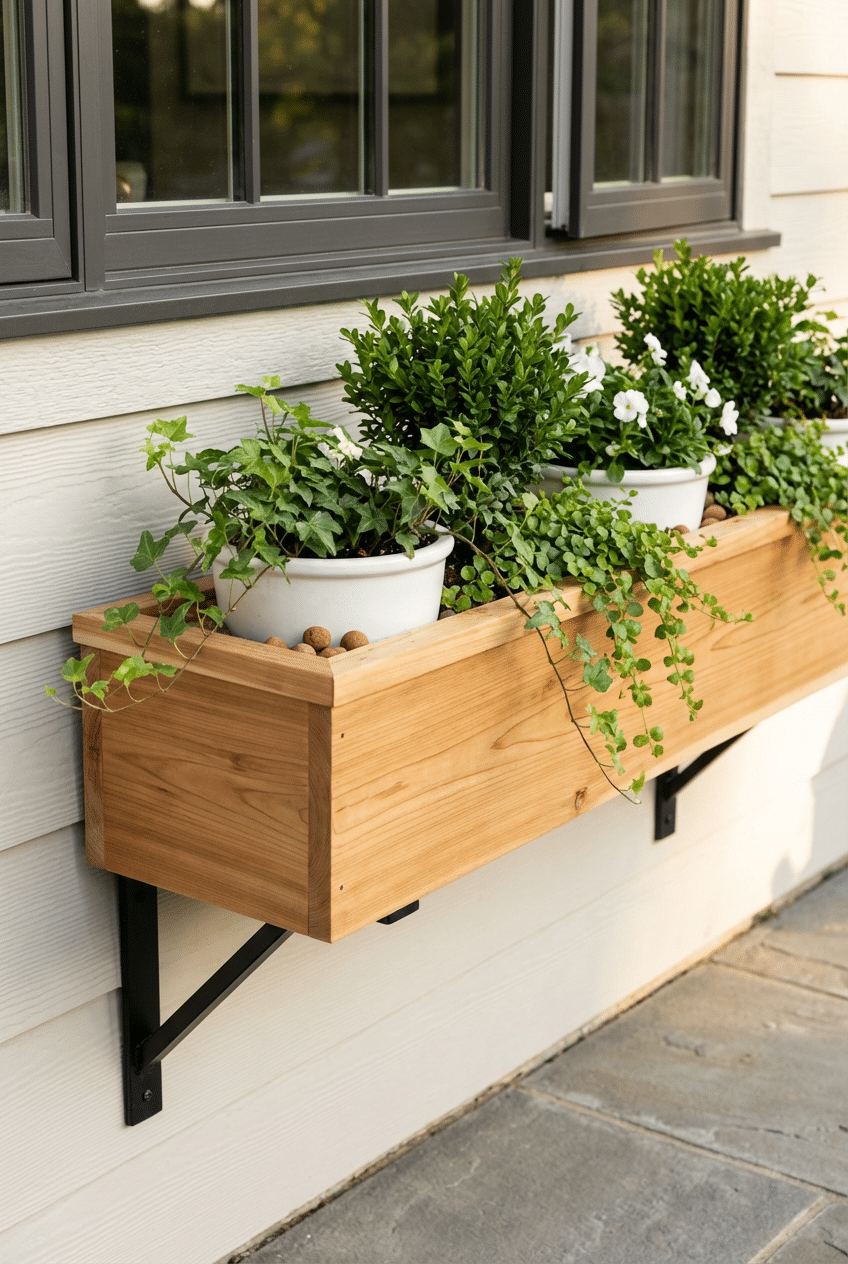 1. Classic White Planters with Trailing Greenery