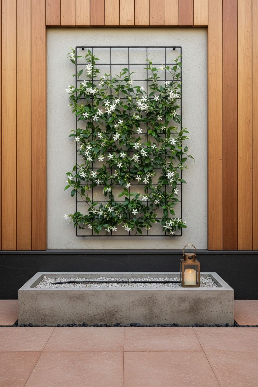 Star Jasmine Against a Feature Wall Panel