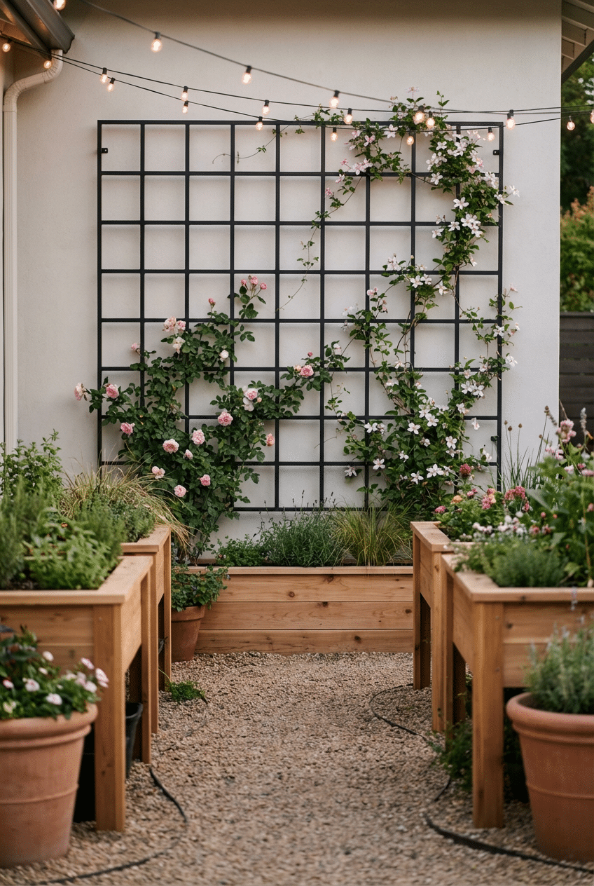11. Modern Grid Flower Garden Trellis