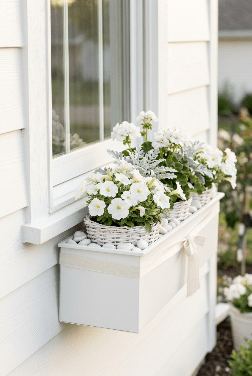 7. Monochromatic White-on-White Window Box Styling
