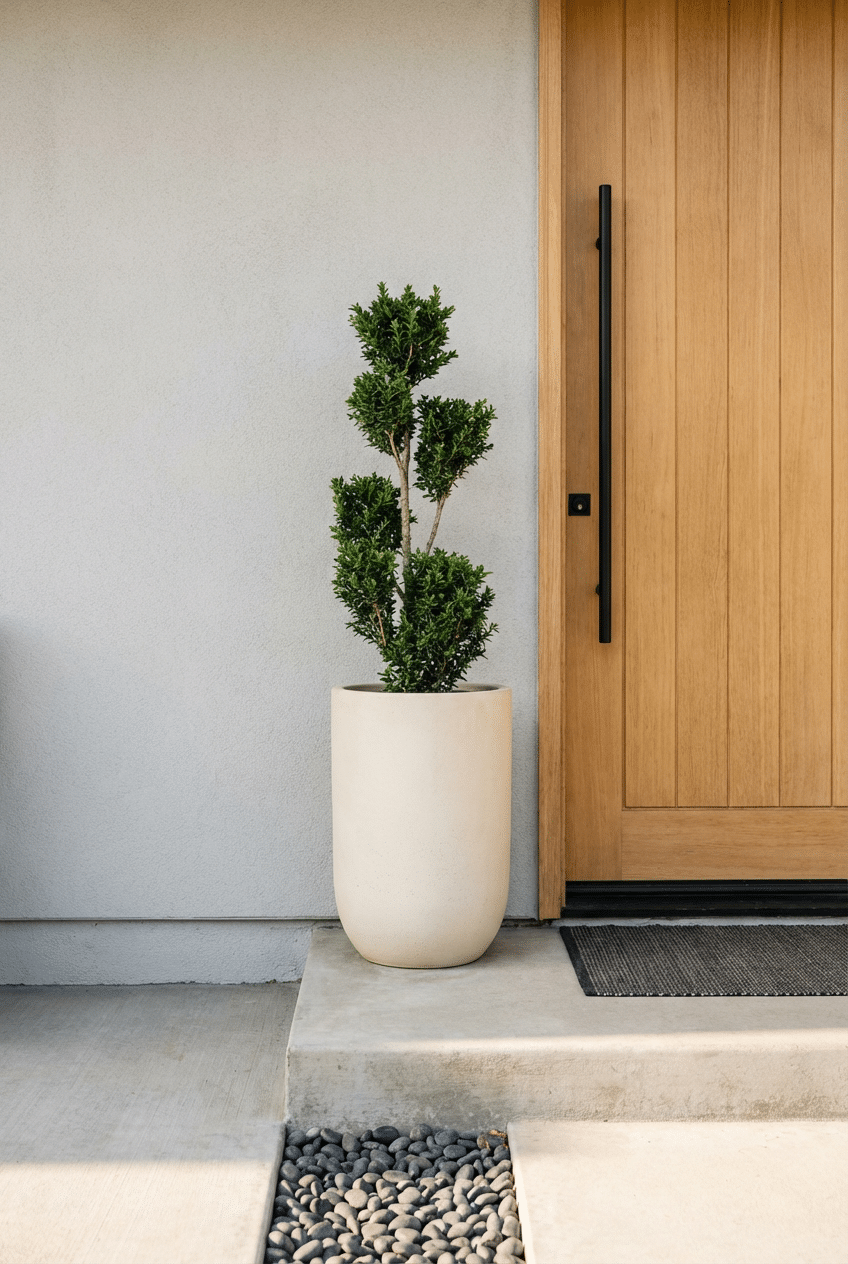 7. Embrace Minimalism With a Single Statement Planter for a Small Porch