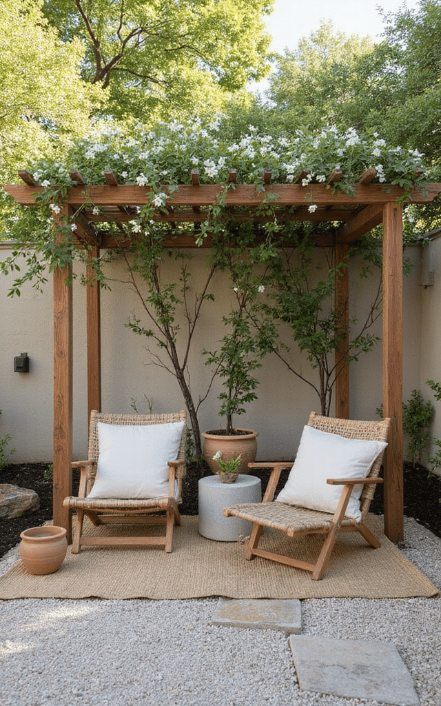 6. Style Growing Jasmine Around Outdoor Seating