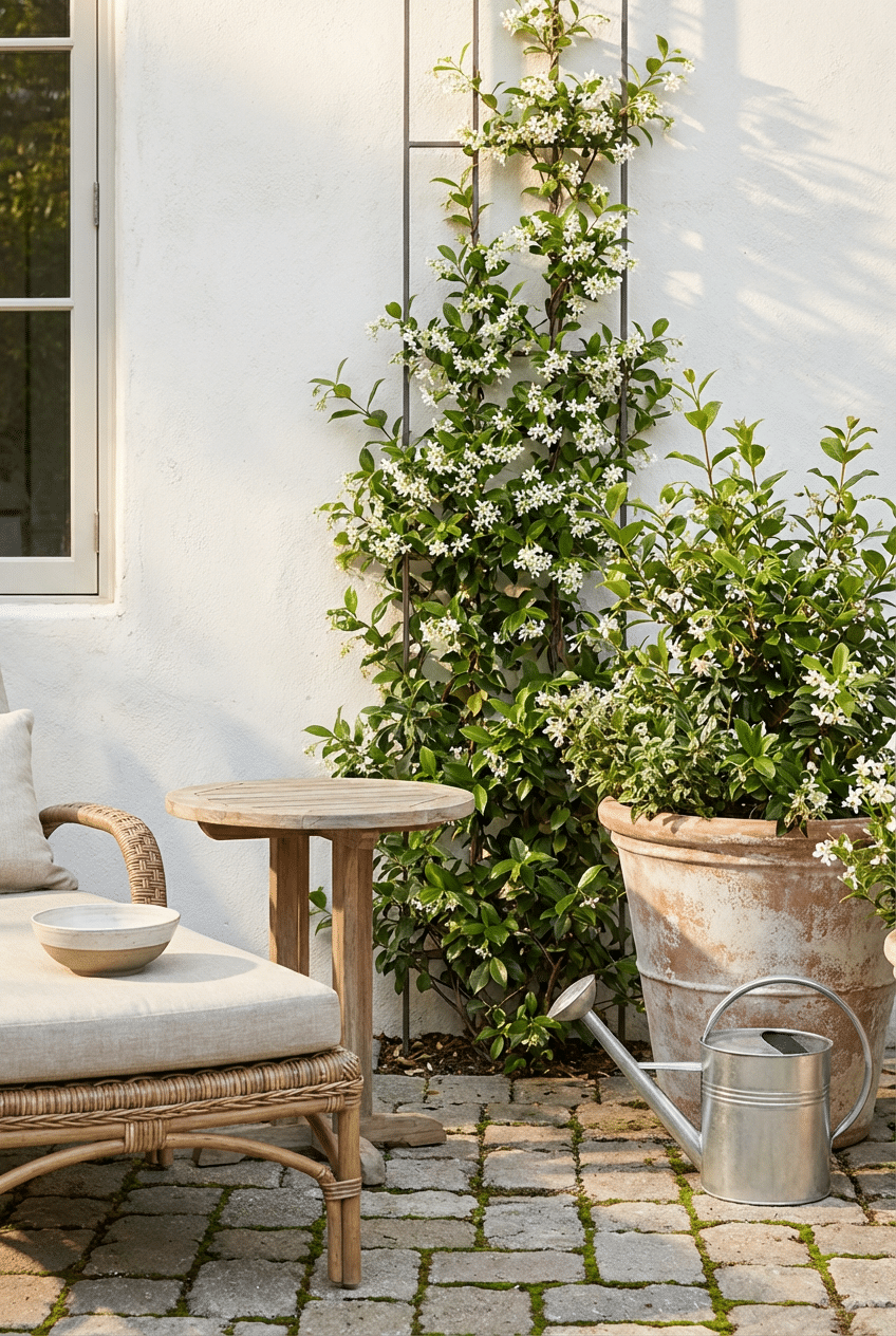 The Best Jasmine Types to Grow Outdoors: Star Jasmine (Trachelospermum jasminoides)