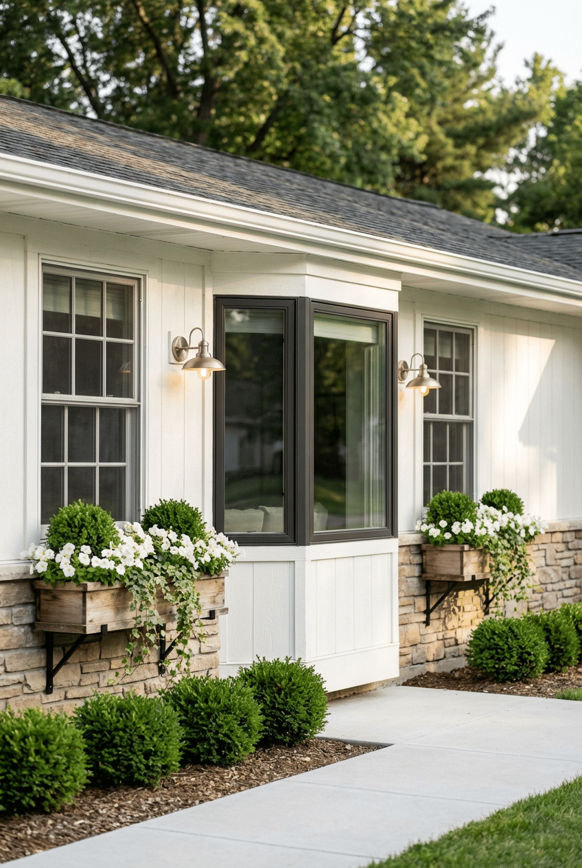 4. Window Box Ideas for a Ranch Style Home: The Symmetry Approach