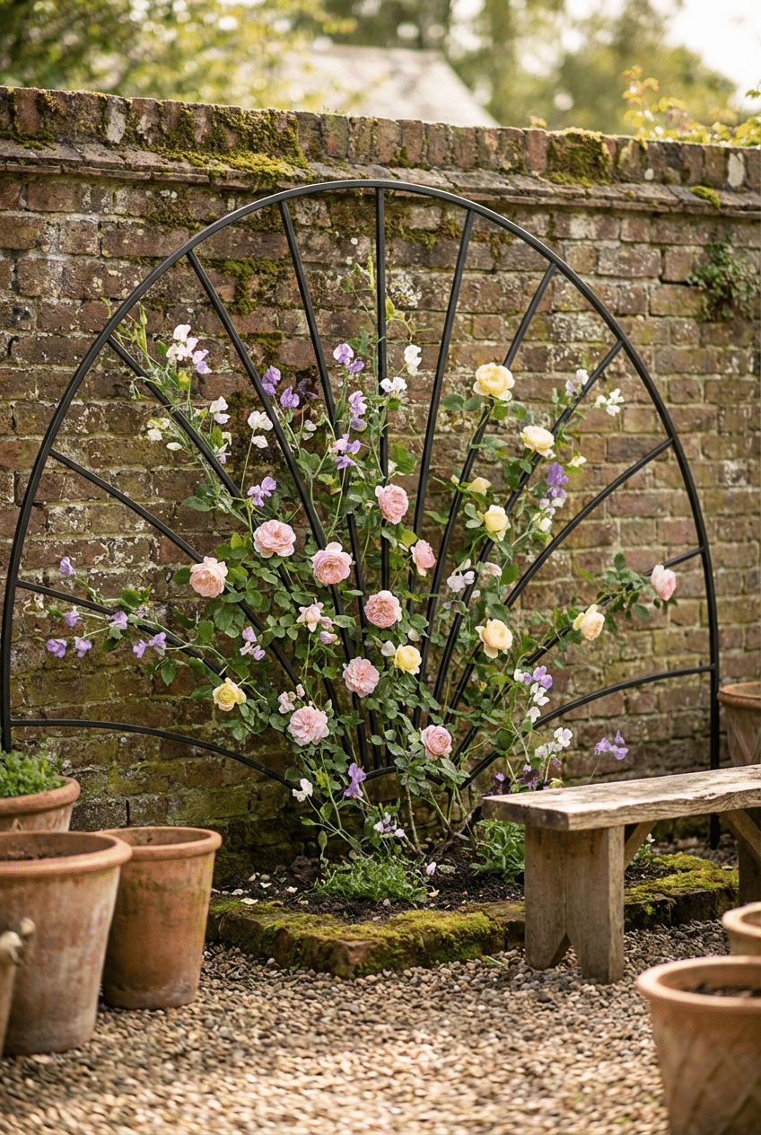 4. Fan-Shaped Flower Garden Trellis