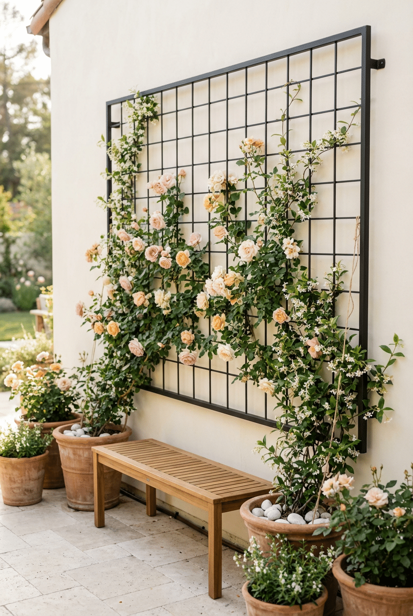 7. Wall-Mounted Flower Garden Trellis