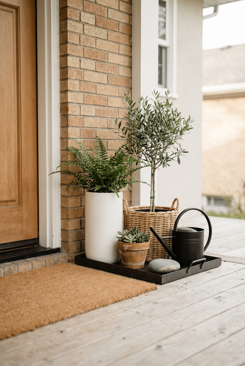 10. Use a Tray or Grouping Platform for a Small Porch