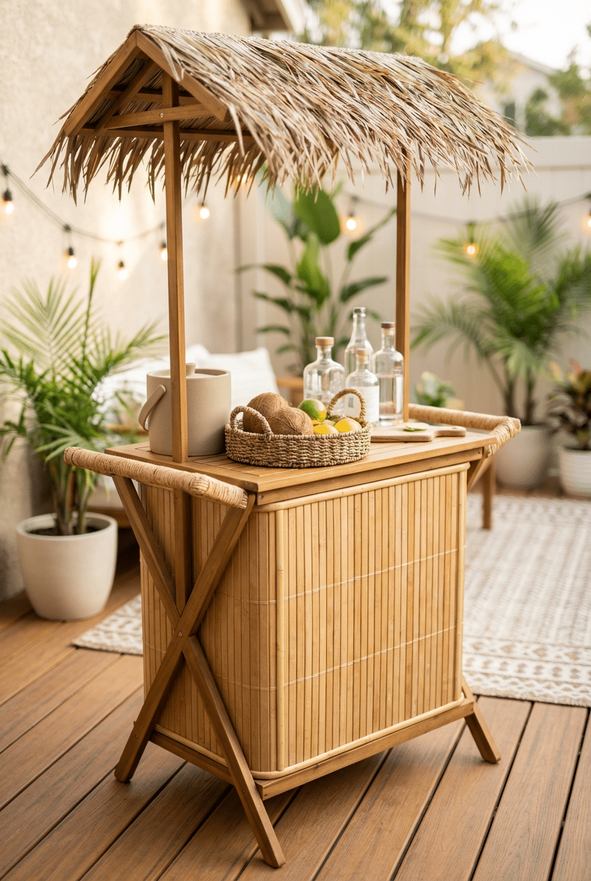 10. Mini Portable DIY Tiki Bar Idea