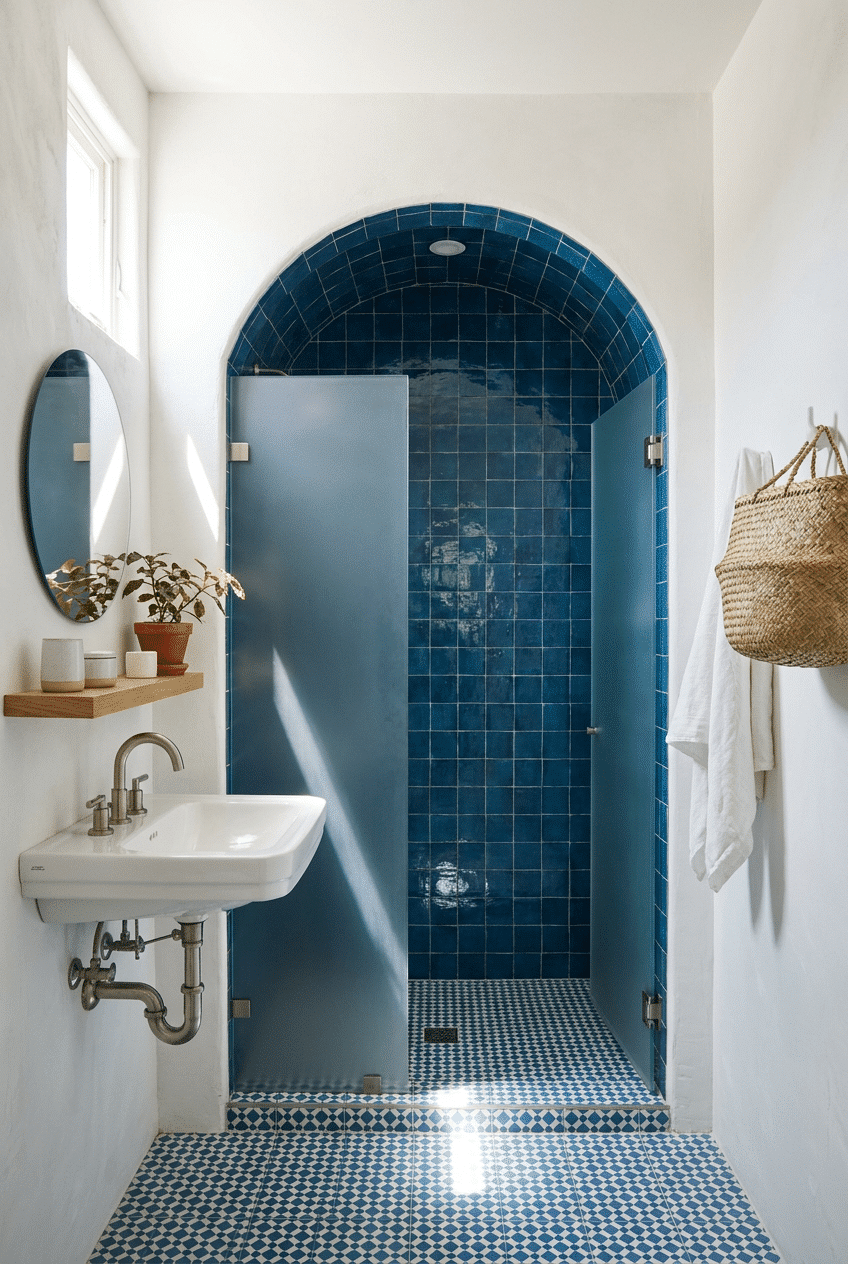 2. Mosaic Tile Floors with a Blue and White Palette