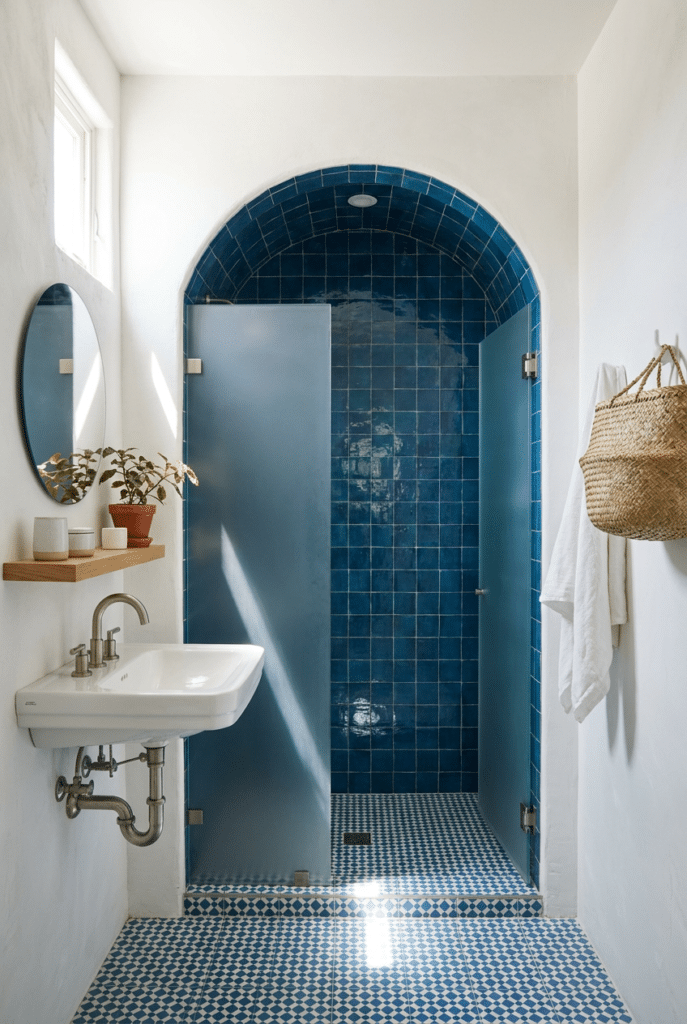 2. Mosaic Tile Floors with a Blue and White Palette