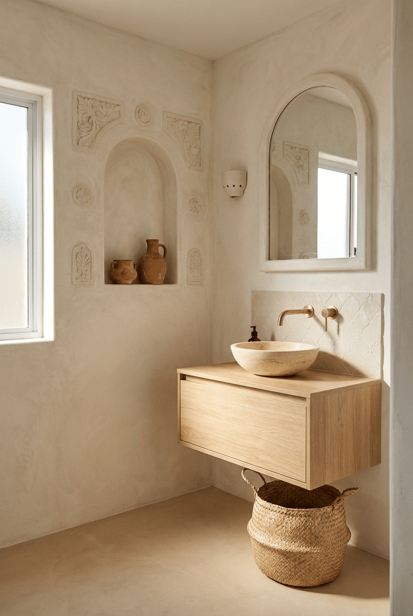 8. Carved Plaster Details and Textured Walls