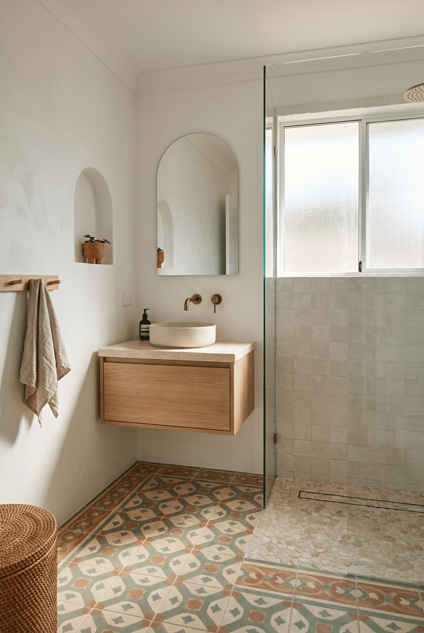 11. Painted Cement Tiles as a Statement Floor