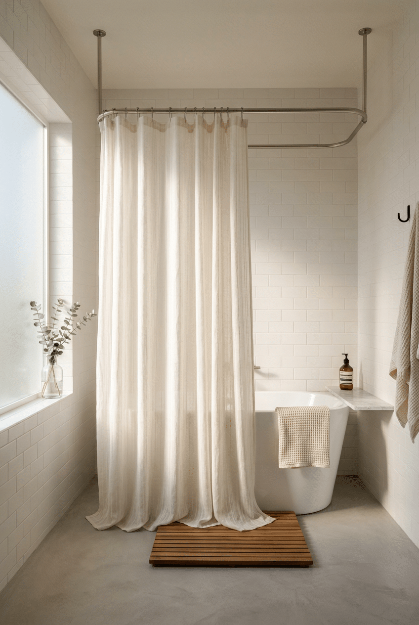 10. Sheer and Elegant Shower Curtains for a Timeless Look
