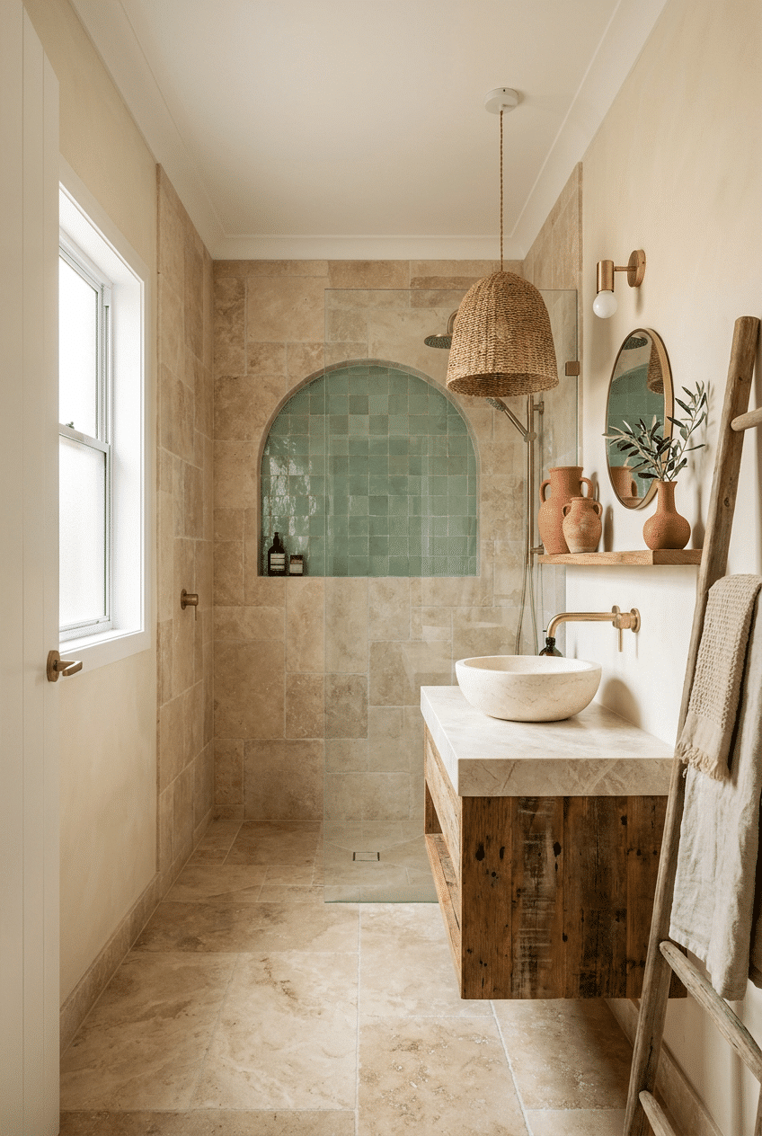 4. Mediterranean Inspired Bathroom Designs for Small Bathrooms with Natural Stone