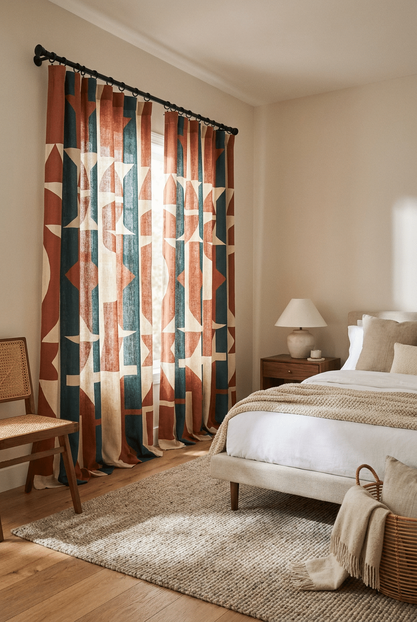5. Bedroom Curtain Ideas with Bold Prints and Patterns