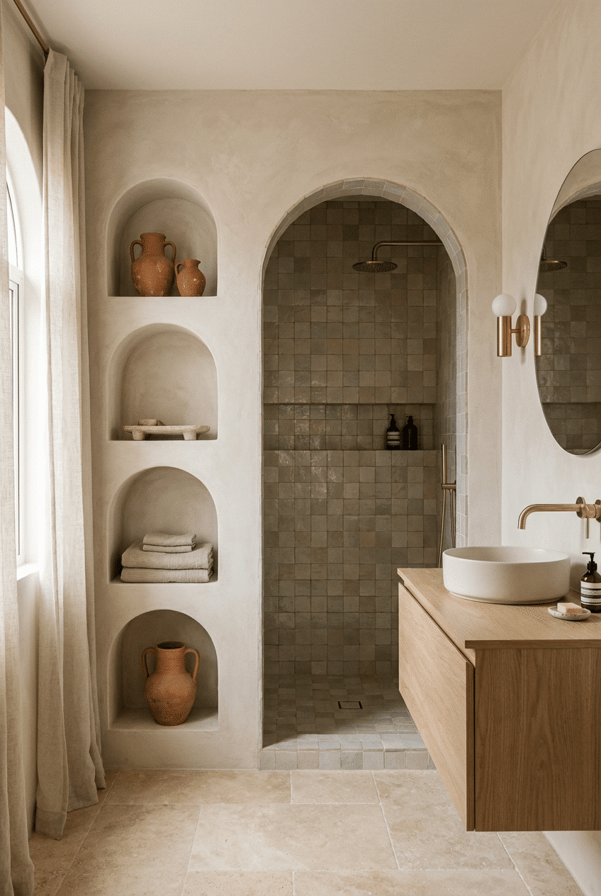 3. Arched Niches and Alcoves for Small Bathrooms