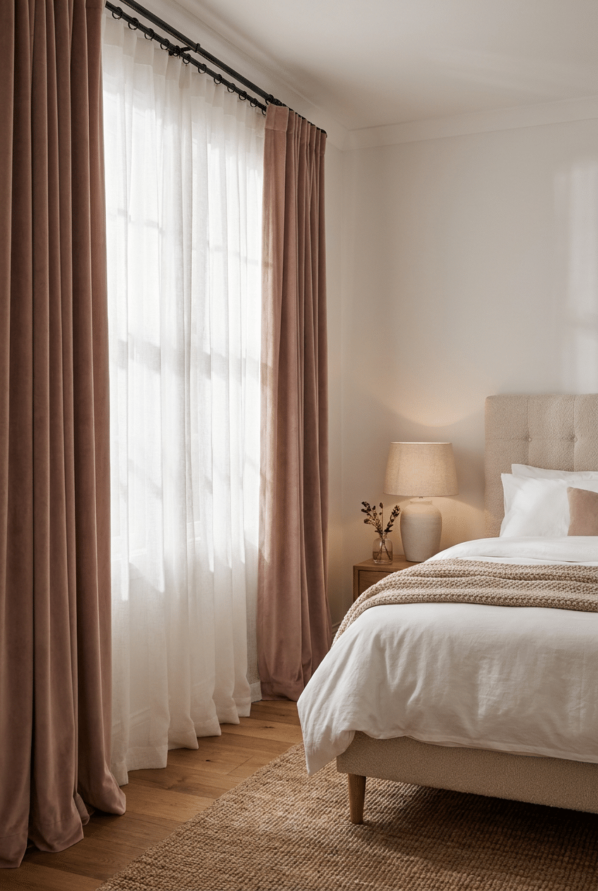 7. Romantic Bedroom Curtain Ideas with Soft Draping
