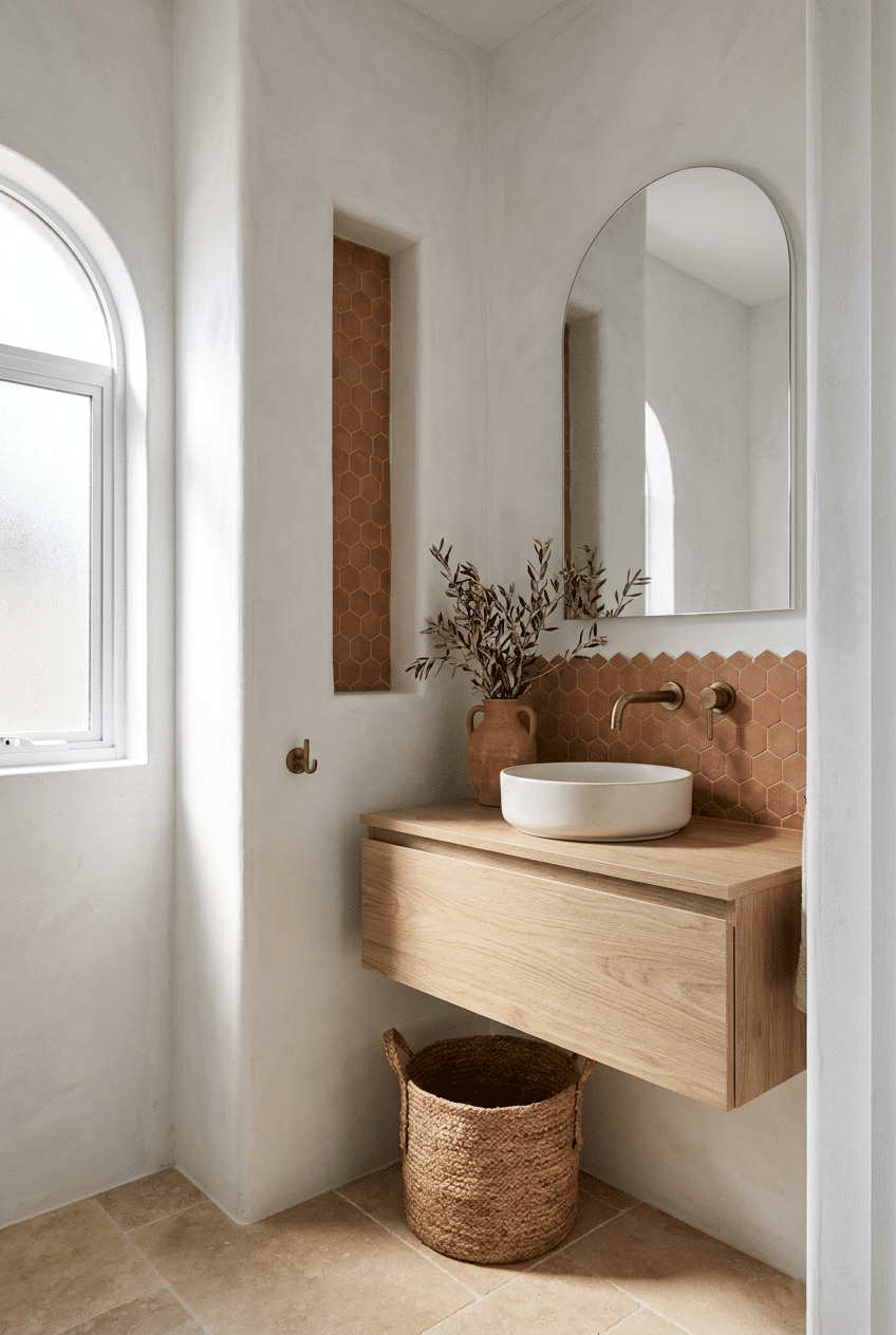 1. Whitewashed Walls with Terracotta Accents