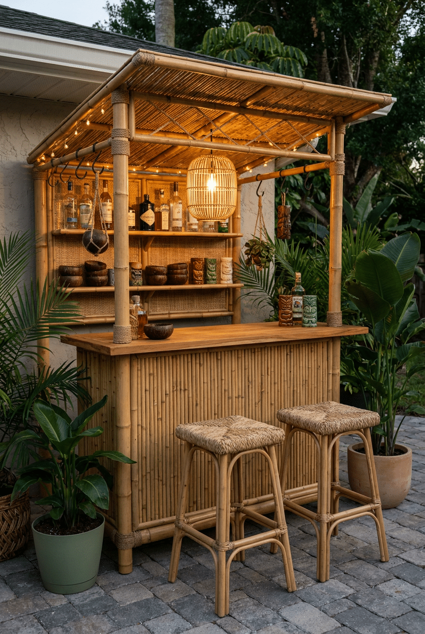 1. Build a Classic Bamboo Home DIY Tiki Bar