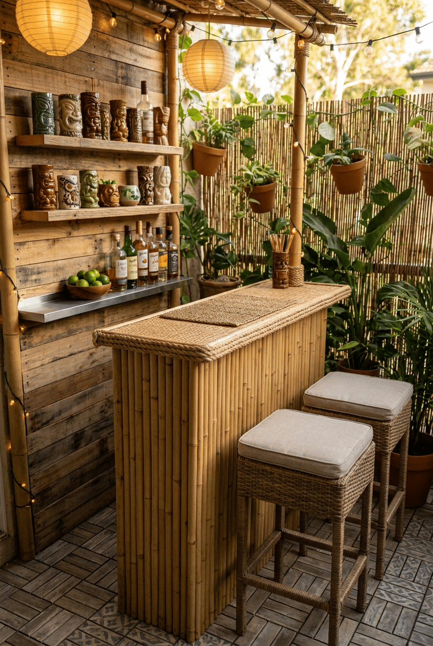 10. Design a Compact Tiki Bar for Small Patios and Balconies