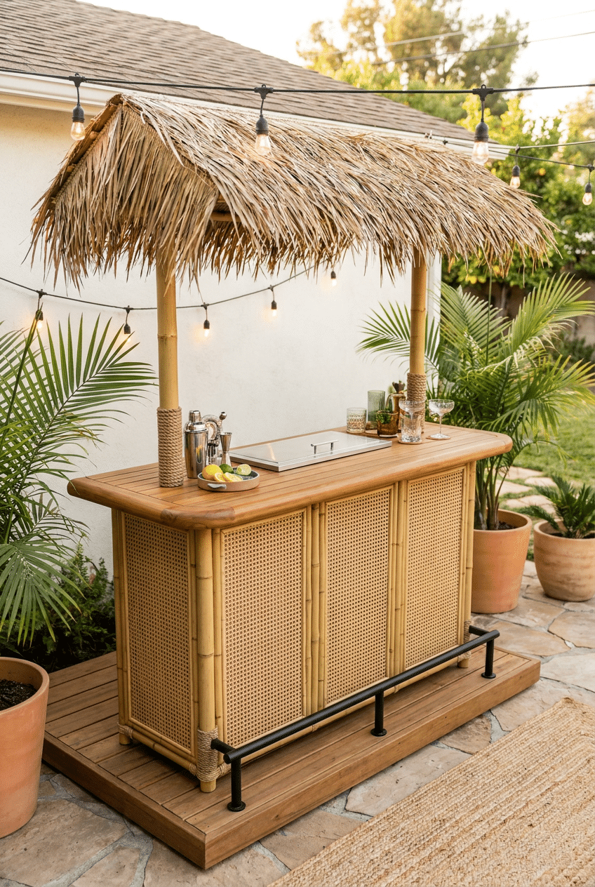 5. Build a Freestanding Tiki Bar With a Built-In Cooler