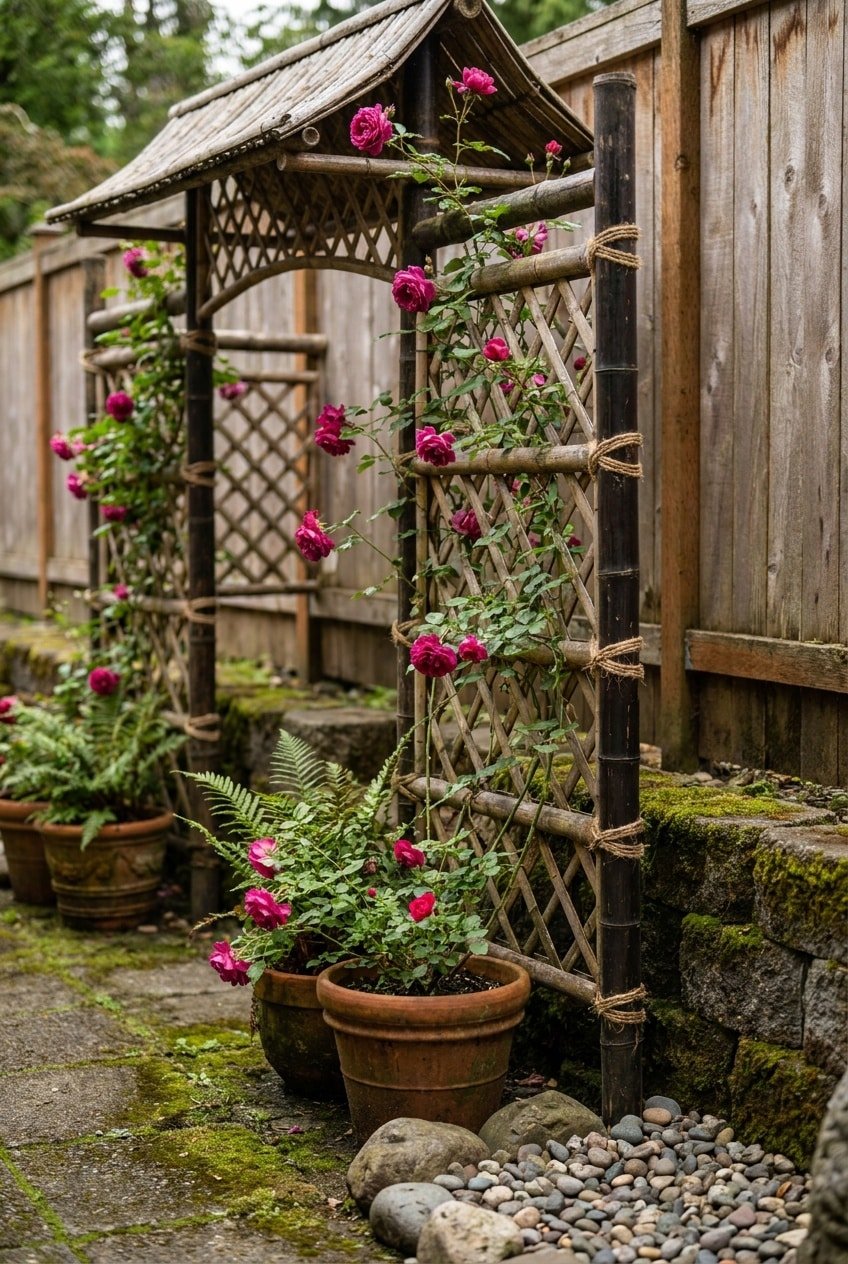 5. Rustic Bamboo Rose Trellis