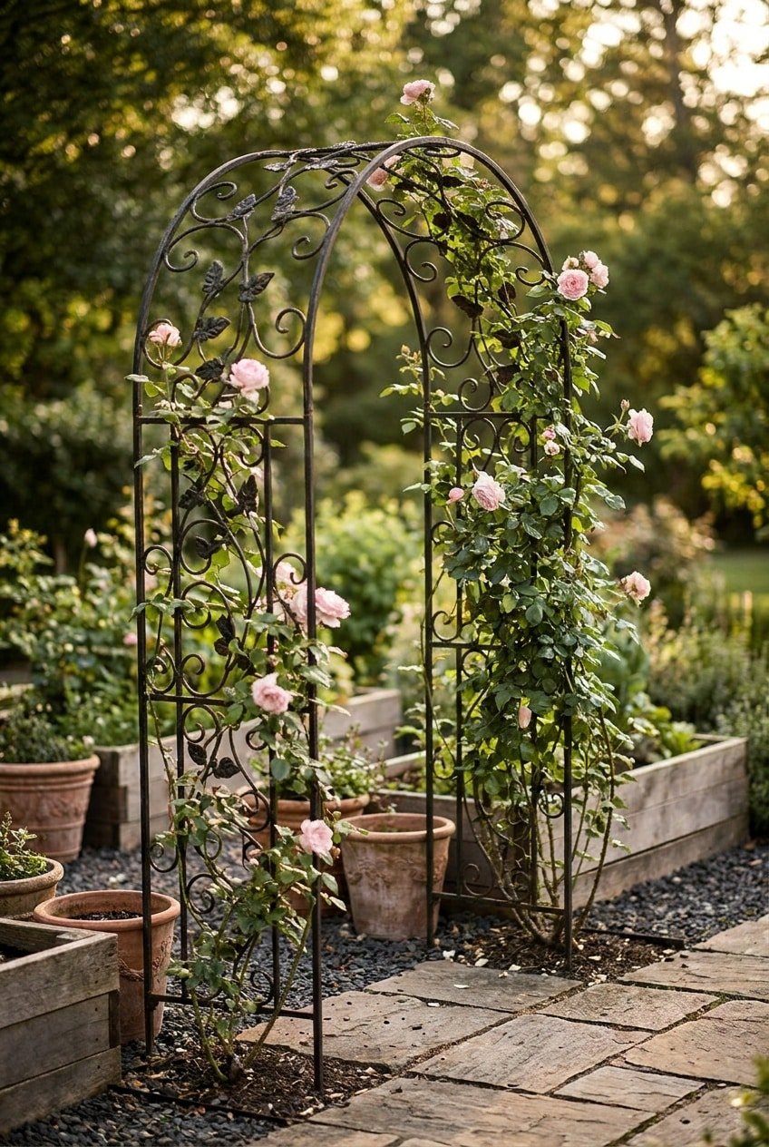 10. Decorative Iron Rose Trellis