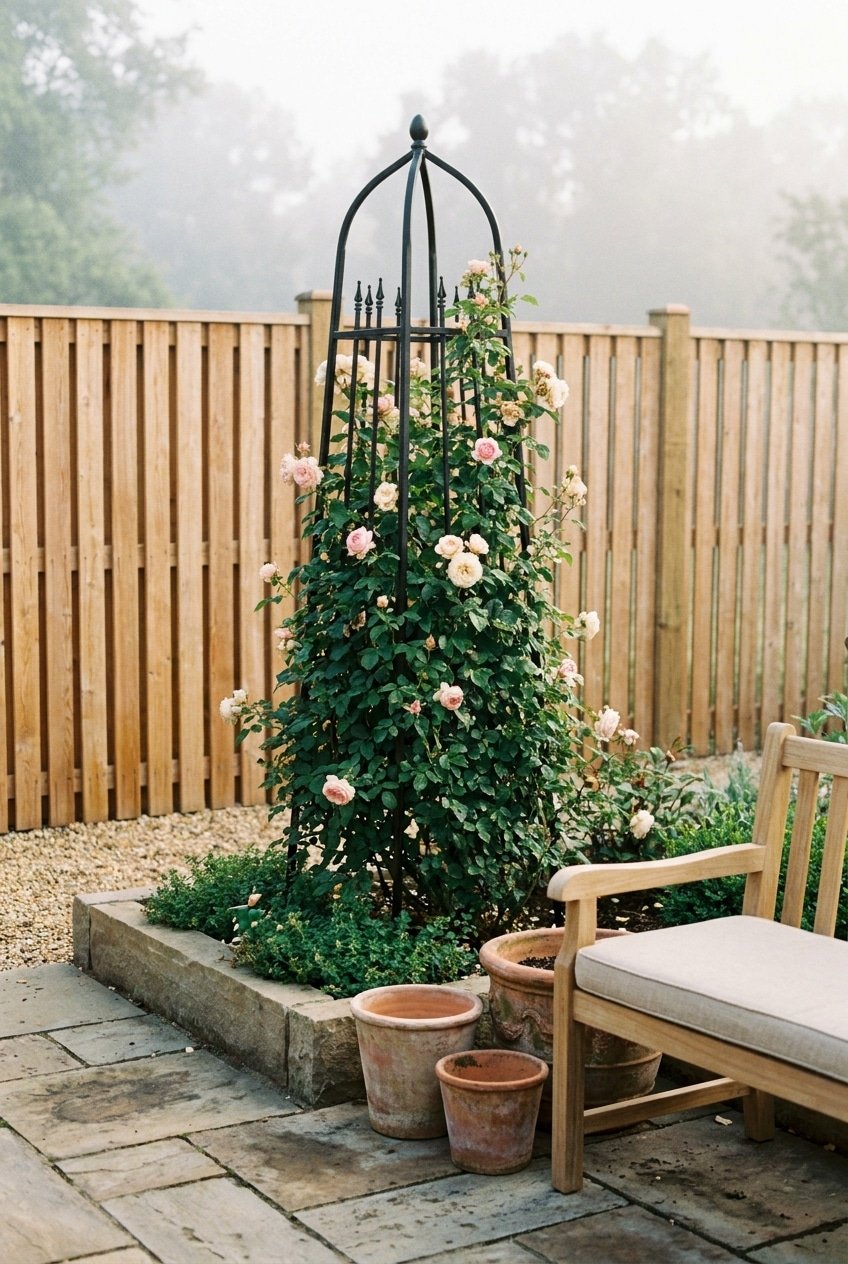 3. Metal Obelisk Climbing Rose Trellis
