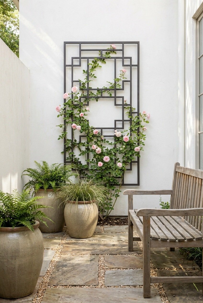 4. Wall-Mounted Flat Panel Rose Trellis