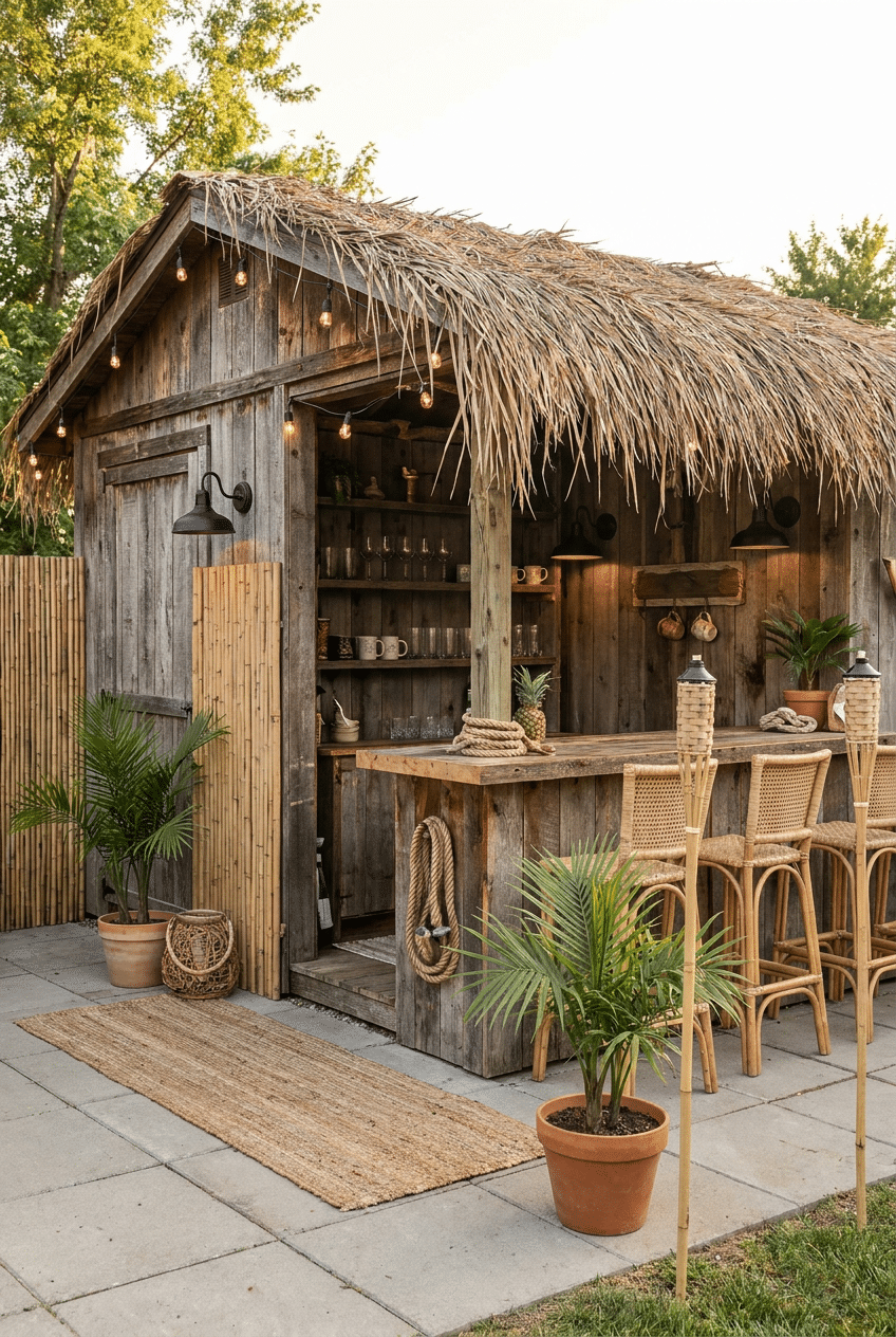 4. Turn an Old Shed Into a Home DIY Tiki Bar
