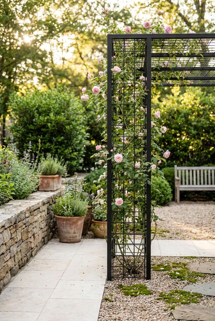 6. Metal Grid Rose Trellis