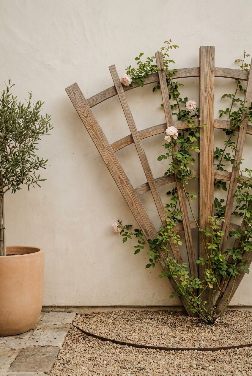 1. Classic Wooden Fan Rose Trellis